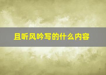 且听风吟写的什么内容