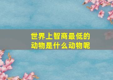 世界上智商最低的动物是什么动物呢