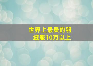 世界上最贵的羽绒服10万以上