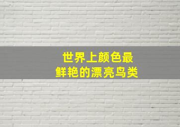 世界上颜色最鲜艳的漂亮鸟类