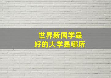 世界新闻学最好的大学是哪所