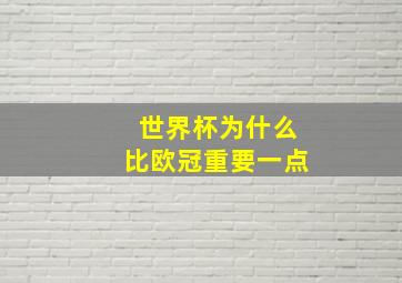 世界杯为什么比欧冠重要一点