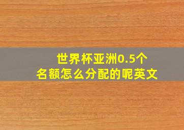 世界杯亚洲0.5个名额怎么分配的呢英文