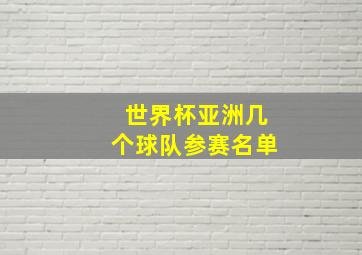 世界杯亚洲几个球队参赛名单