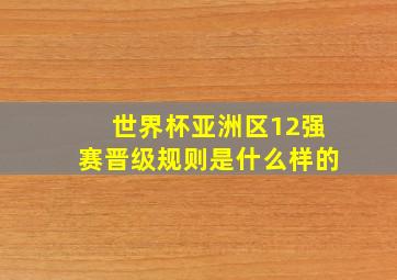 世界杯亚洲区12强赛晋级规则是什么样的