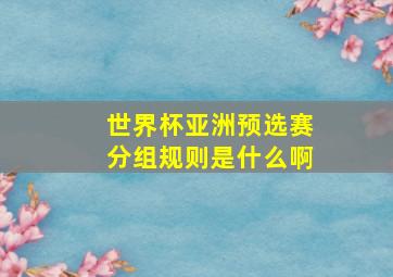 世界杯亚洲预选赛分组规则是什么啊