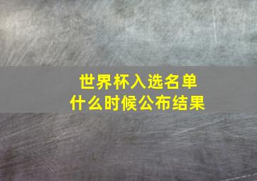 世界杯入选名单什么时候公布结果