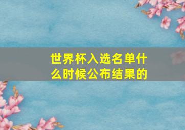 世界杯入选名单什么时候公布结果的