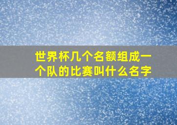 世界杯几个名额组成一个队的比赛叫什么名字