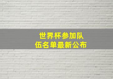 世界杯参加队伍名单最新公布