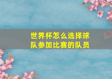 世界杯怎么选择球队参加比赛的队员