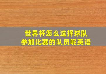 世界杯怎么选择球队参加比赛的队员呢英语