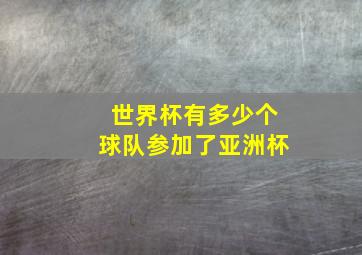 世界杯有多少个球队参加了亚洲杯