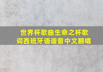 世界杯歌曲生命之杯歌词西班牙语谐音中文翻唱