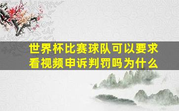 世界杯比赛球队可以要求看视频申诉判罚吗为什么