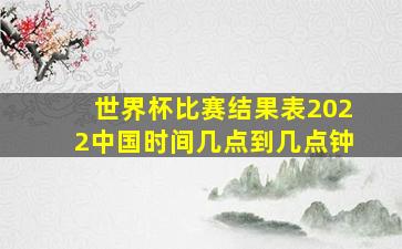 世界杯比赛结果表2022中国时间几点到几点钟