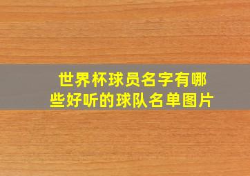 世界杯球员名字有哪些好听的球队名单图片