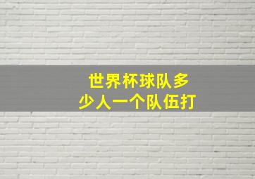 世界杯球队多少人一个队伍打