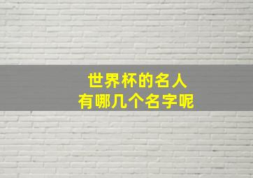 世界杯的名人有哪几个名字呢