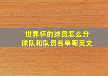 世界杯的球员怎么分球队和队员名单呢英文