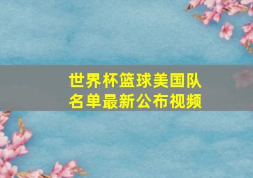 世界杯篮球美国队名单最新公布视频