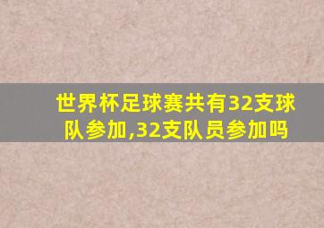 世界杯足球赛共有32支球队参加,32支队员参加吗