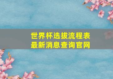 世界杯选拔流程表最新消息查询官网