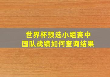 世界杯预选小组赛中国队战绩如何查询结果