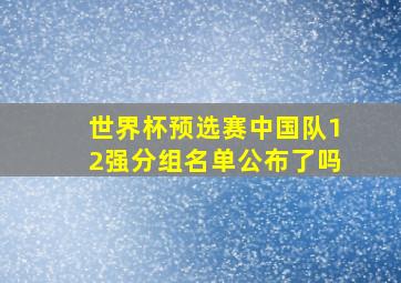 世界杯预选赛中国队12强分组名单公布了吗