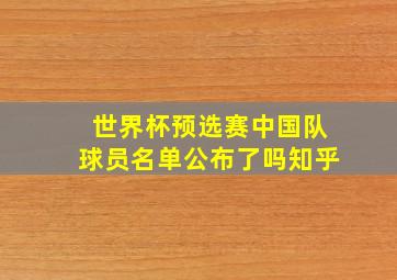 世界杯预选赛中国队球员名单公布了吗知乎