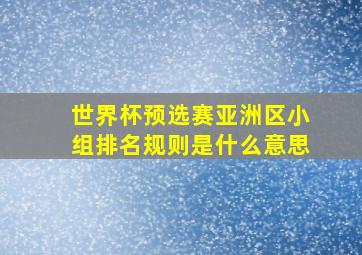 世界杯预选赛亚洲区小组排名规则是什么意思