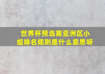 世界杯预选赛亚洲区小组排名规则是什么意思呀