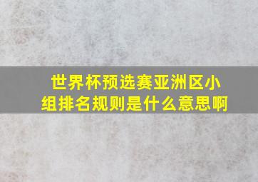 世界杯预选赛亚洲区小组排名规则是什么意思啊