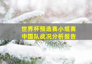 世界杯预选赛小组赛中国队战况分析报告