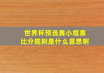 世界杯预选赛小组赛比分规则是什么意思啊