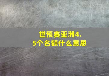 世预赛亚洲4.5个名额什么意思