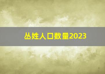 丛姓人口数量2023