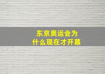 东京奥运会为什么现在才开幕