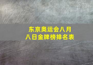 东京奥运会八月八日金牌榜排名表