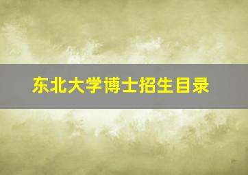 东北大学博士招生目录