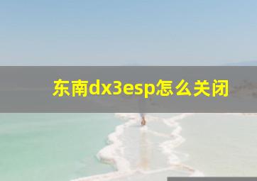 东南dx3esp怎么关闭