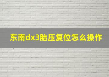 东南dx3胎压复位怎么操作