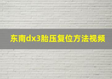 东南dx3胎压复位方法视频