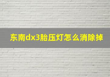 东南dx3胎压灯怎么消除掉