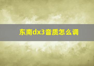 东南dx3音质怎么调