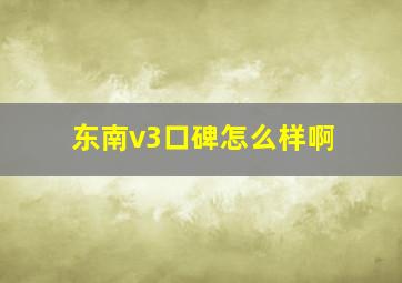 东南v3口碑怎么样啊