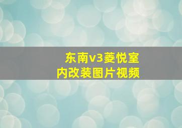 东南v3菱悦室内改装图片视频