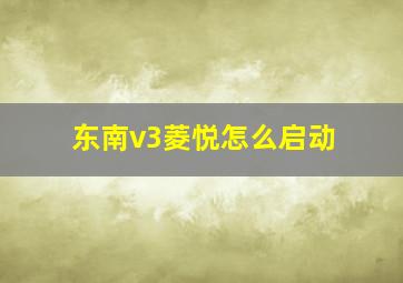 东南v3菱悦怎么启动