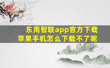 东南智联app官方下载苹果手机怎么下载不了呢