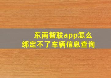 东南智联app怎么绑定不了车辆信息查询